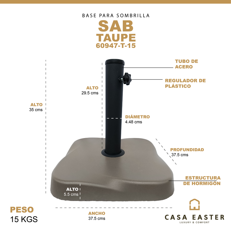 Cargue la imagen en el visor de la galería, Base para Sombrilla SAB color Taupe - 60947-T-15
