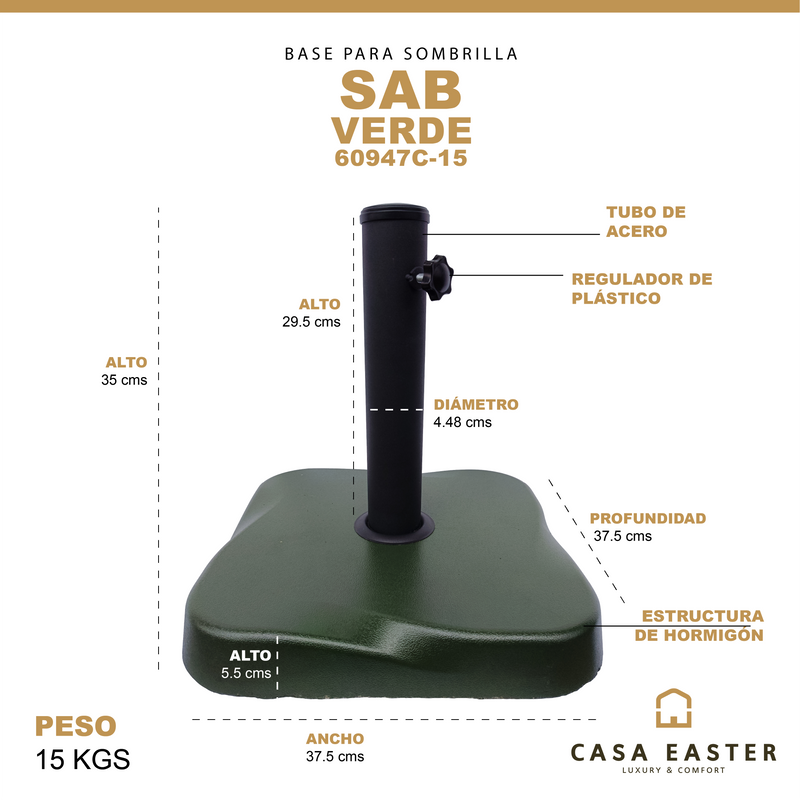 Cargue la imagen en el visor de la galería, Base para Sombrilla SAB color Verde - 60947C-15
