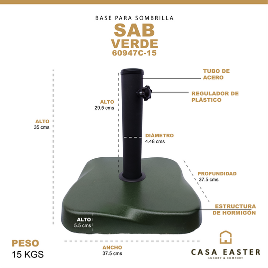 Base para Sombrilla SAB color Verde - 60947C-15