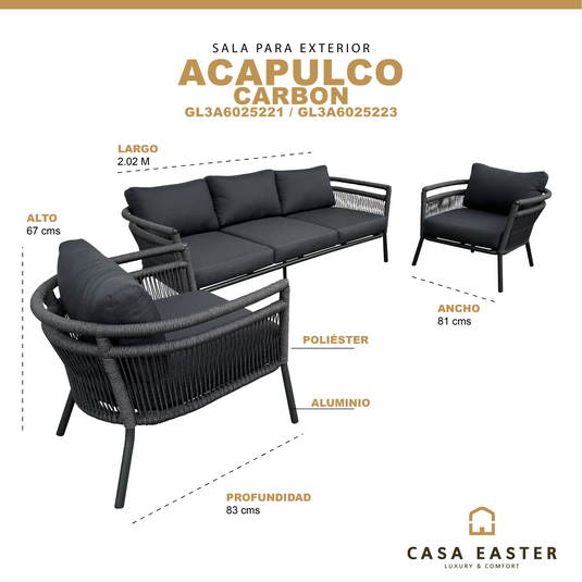 Set para exterior e interior Color Carbon Acapulco Triple