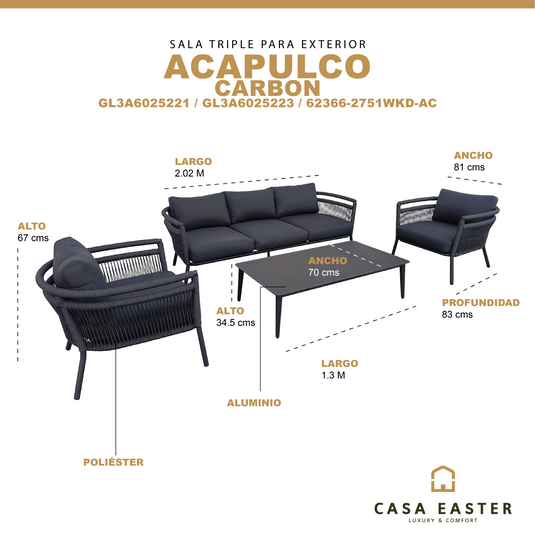 Set tripe para exterior Acapulco de Aluminio color Carbon