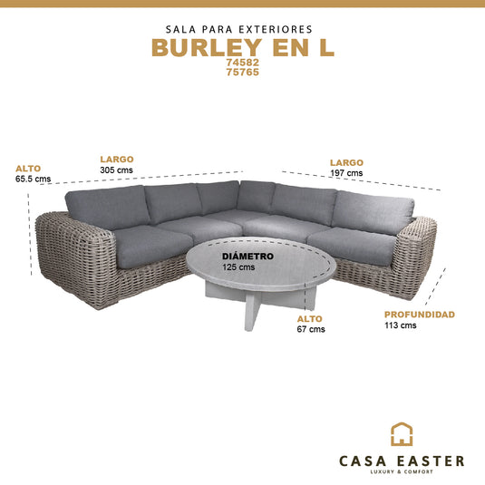 Sala Con Mesa Redonda para Exterior e Interior de Aluminio Color Carbon BURLEY-SRMBR