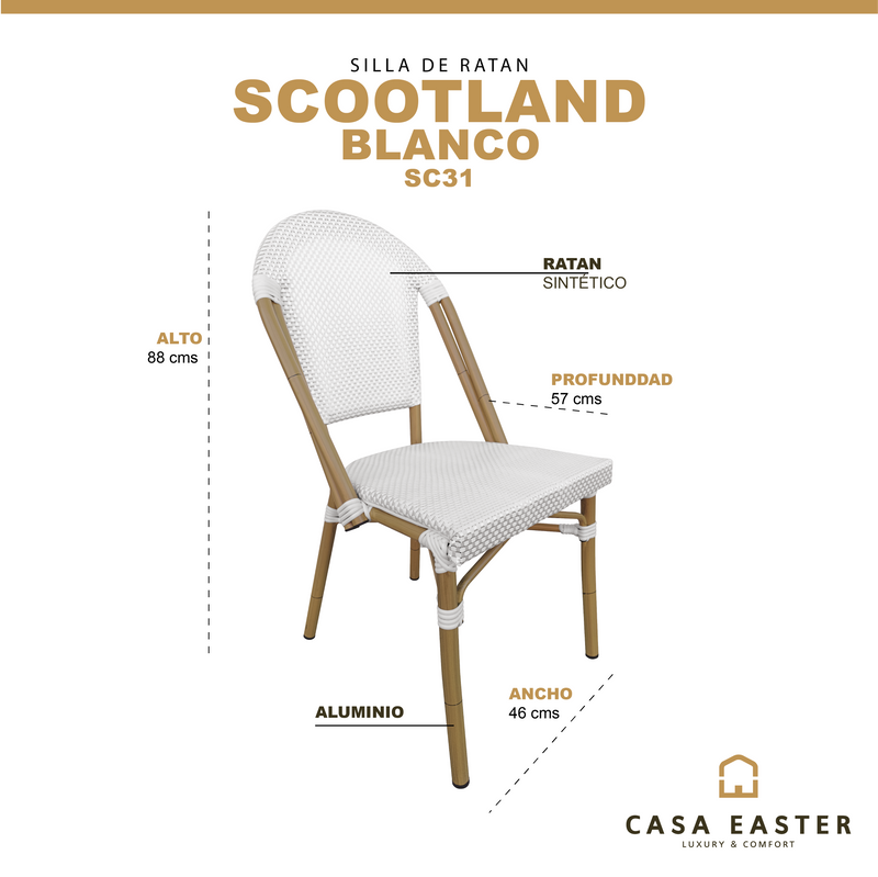 Cargue la imagen en el visor de la galería, Silla de Rattan para exterior e interior Color Blanca SCOOTLAND 31 - SC31
