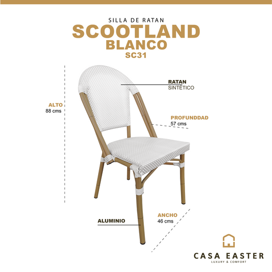 Silla de Rattan para exterior e interior Color Blanca SCOOTLAND 31 - SC31