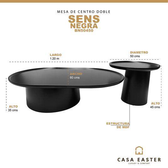 Mesa de Centro Doble Sens  2 PIEZAS  L-1.2 M,  D. 50cms  - BN50450