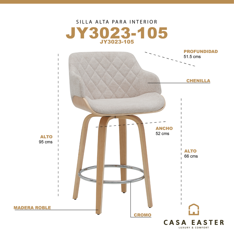 Cargue la imagen en el visor de la galería, Silla Alta de Interior color Beige - JY3023105
