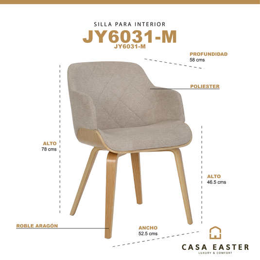 Silla de Interior Aragon de  Pie color Beige-  JY6031M