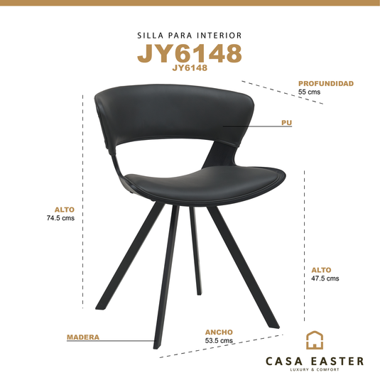 Silla de Interior con PU color Gris - JY6148