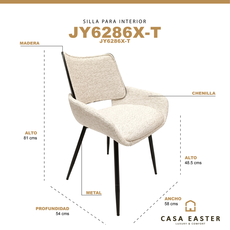 Cargue la imagen en el visor de la galería, Silla  de Interior color Beige - JY6286XT
