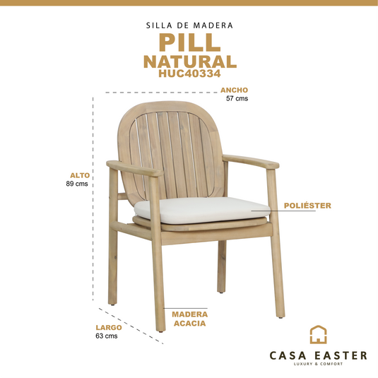 Silla Pill con Cojin Color Natural - HUC40334