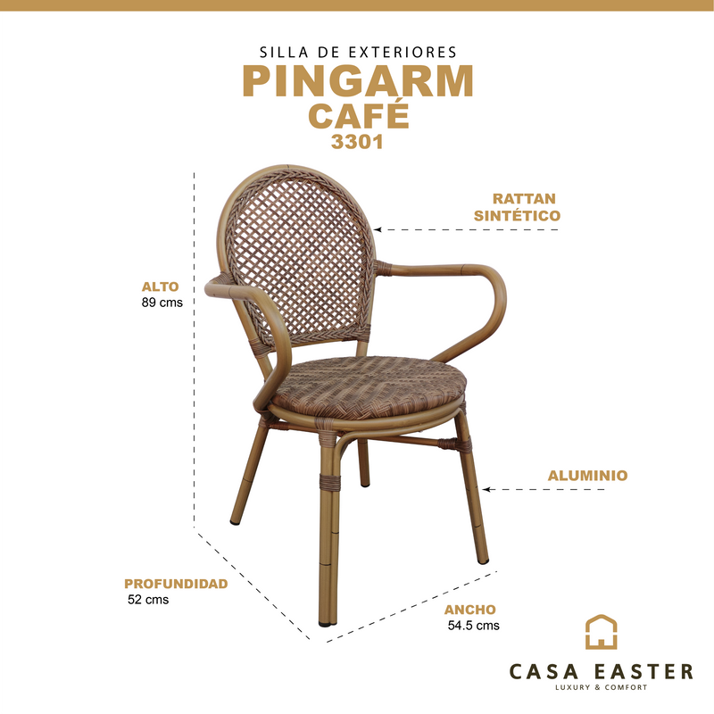 Cargue la imagen en el visor de la galería, Silla de ratan Pingarm 3301 color cafe -  3301
