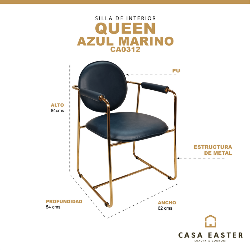 Cargue la imagen en el visor de la galería, Silla de interior Queen color azul - CA0312
