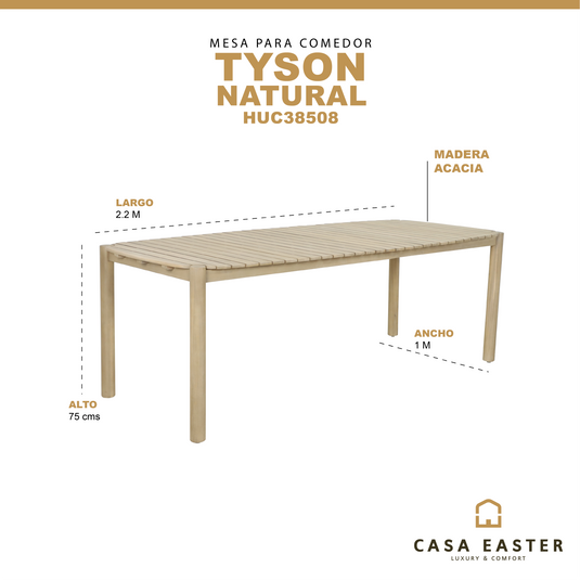 Mesa de Comedor 2.2 M Tyson de Madera color Natural - HUC38508