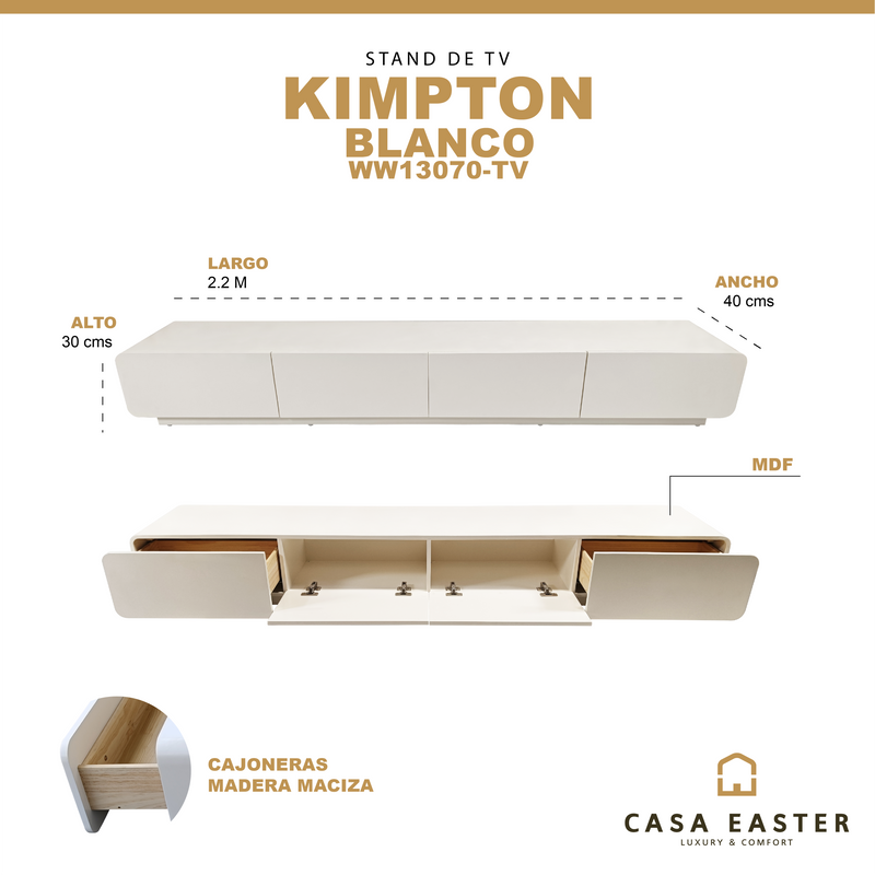 Cargue la imagen en el visor de la galería, Stand de Tv Kimpton color Blanco 2.2 M - WW13070-TV
