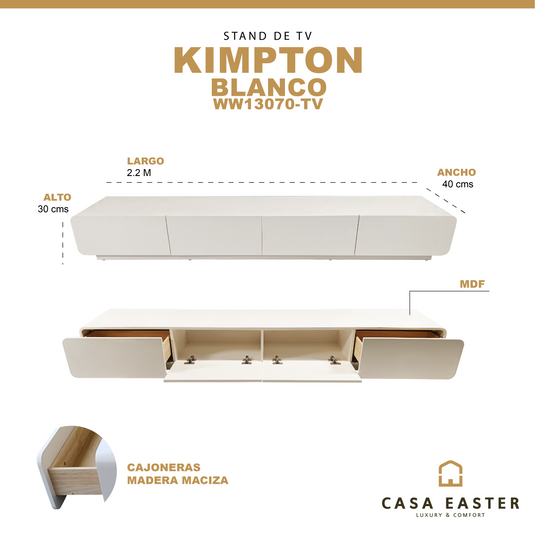 Stand de Tv Kimpton color Blanco 2.2 M - WW13070-TV