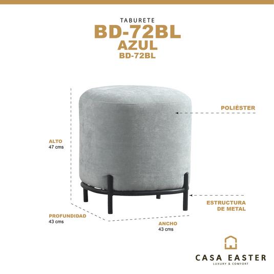 Taburete minimalista de Interior BD72BL color azul claro  - BD72BL