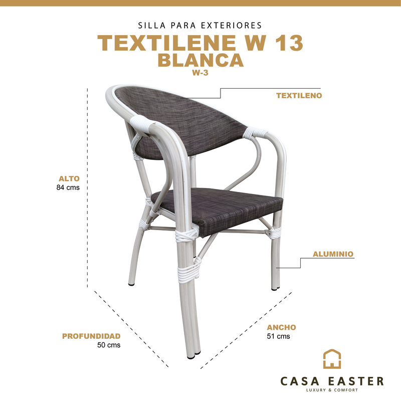 Cargue la imagen en el visor de la galería, Silla de Textileno para interior y exterior Color Blanco TEXTILENE -W-3
