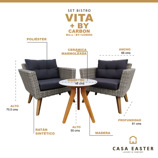 Set Bistro Vita carbon + mesa By