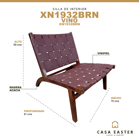 Silla de interior de Madera color Vino XN1932BRN - XN1932BRN