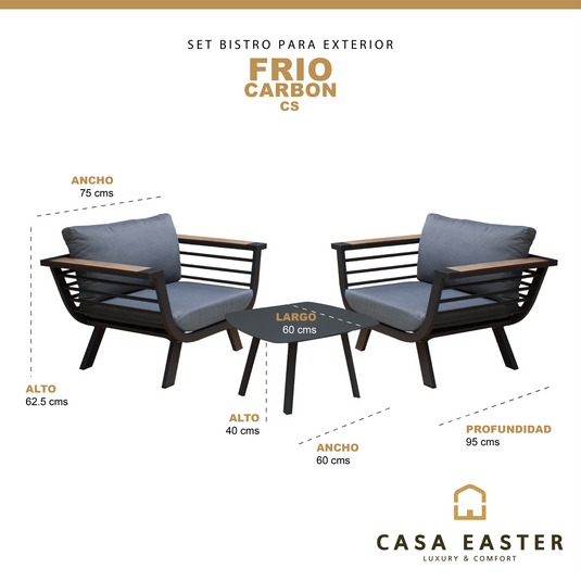 Set para Exterior e Interior de Aluminio Color Carbon FRIO BISTRO- BISTR-FR-CH