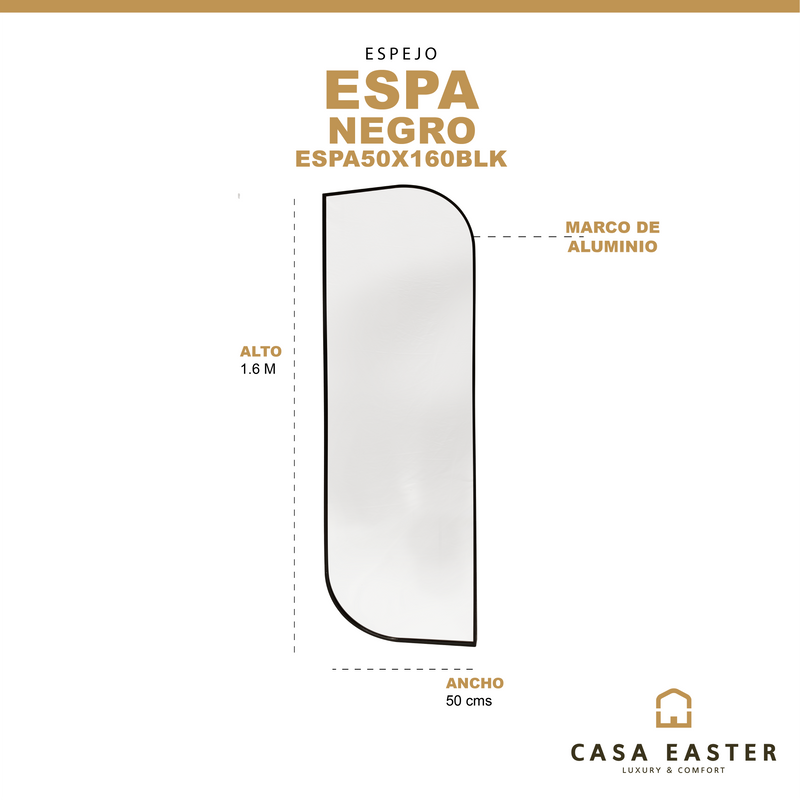 Cargue la imagen en el visor de la galería, Espejo color negro 50x160 ESPA - ESPA50X160BLK
