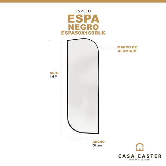 Espejo color negro 50x160 ESPA - ESPA50X160BLK