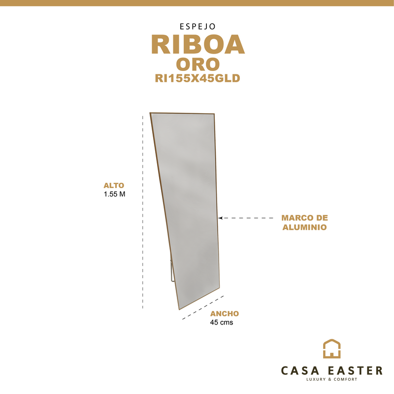 Cargue la imagen en el visor de la galería, Espejo color Oro 155x45 Riboa - RI155X45GLD
