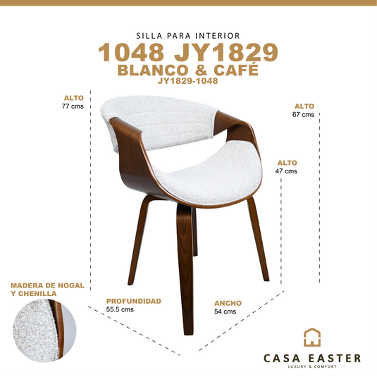 Silla para interior  1048 Color  Blanco & café - JY1829-1048