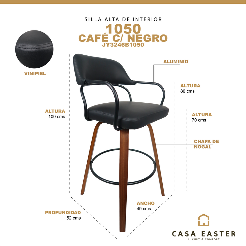 Cargue la imagen en el visor de la galería, Silla alta de interior 1050 colore negro con café - JY3246QM1050
