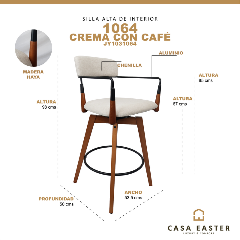 Cargue la imagen en el visor de la galería, Silla alta de interior de madera 1064 color crema - JY1031064
