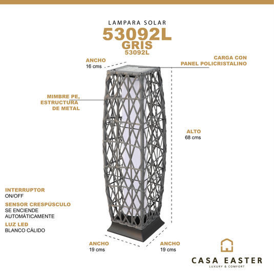 Lampara solar de metal 53092L CasaEaster