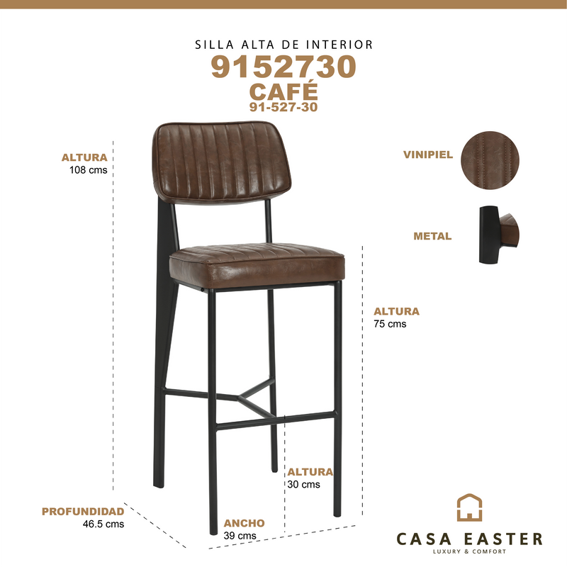 Cargue la imagen en el visor de la galería, Silla alta de interior 9152730 color Café - 91-527-30

