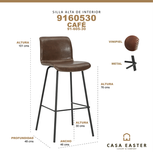 Silla alta de interior 9160530 color Café obscuro - 91-605-30