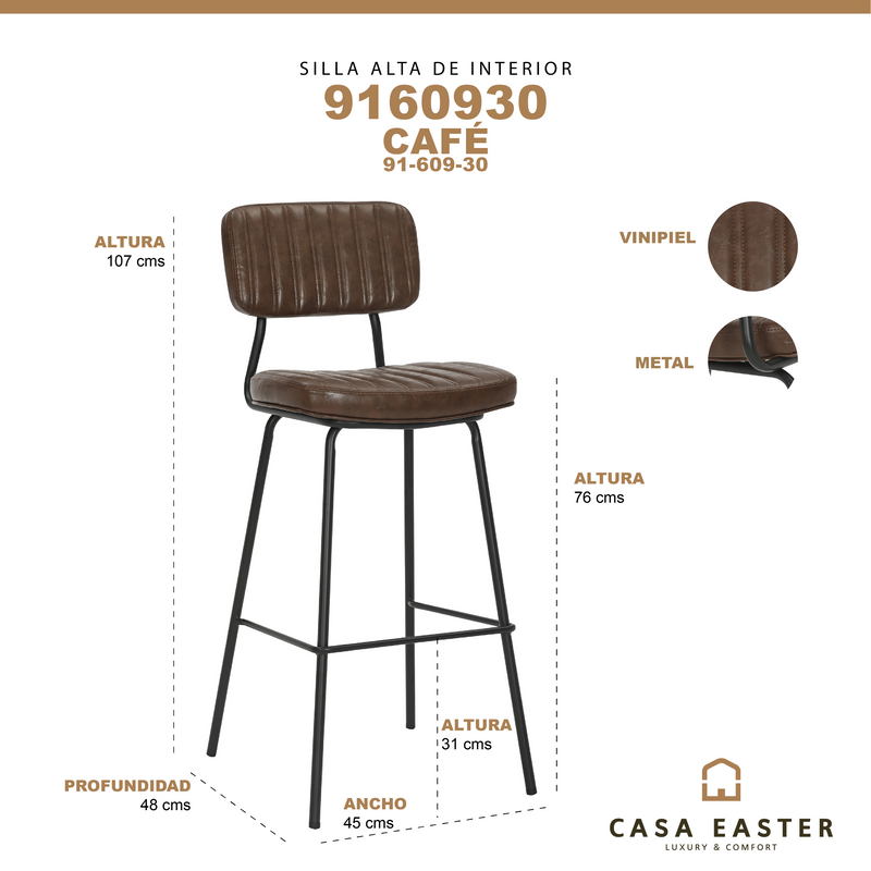 Cargue la imagen en el visor de la galería, Silla alta de interior 9160930 color Café - 91-609-30
