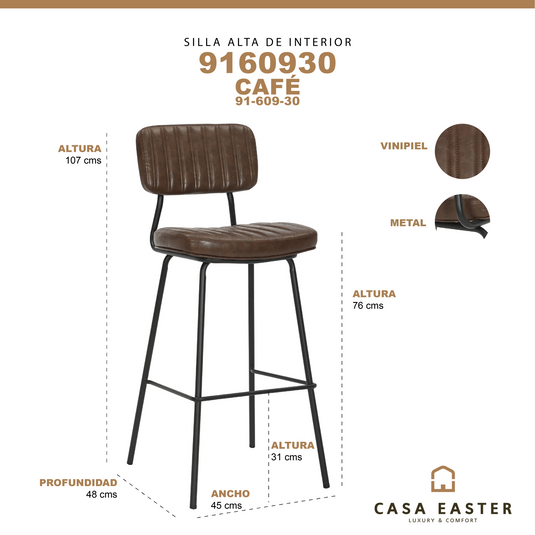 Silla alta de interior 9160930 color Café - 91-609-30