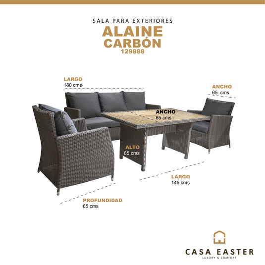 Sala para Exterior e Interior de Rattan  Color Carbon ALAINE TRIPLE-129888