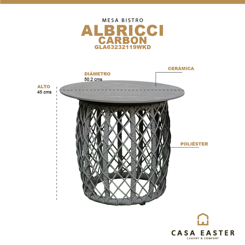 Cargue la imagen en el visor de la galería, Mesa Bistro Albricci Diam. 50.2 cms color Carbon - GLA63232119WKD
