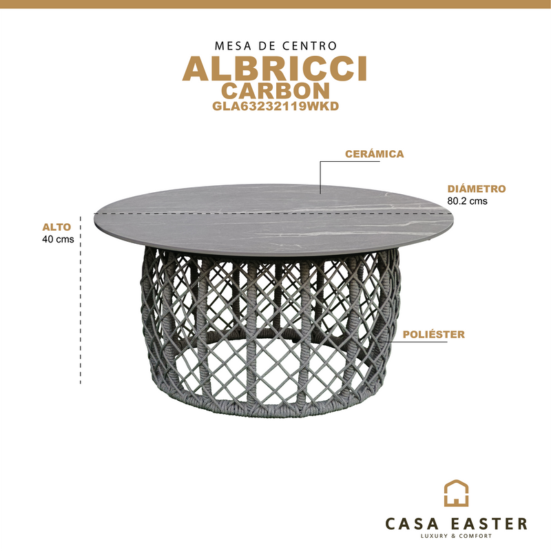 Cargue la imagen en el visor de la galería, Mesa de centro Albricci color carbon - GLA6323231WKD
