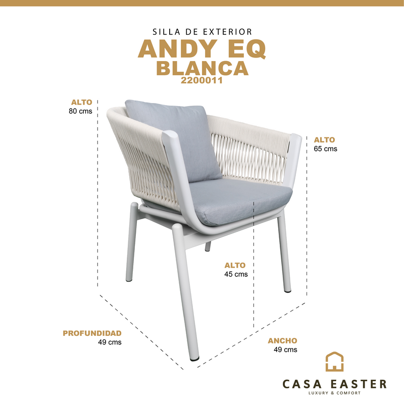 Cargue la imagen en el visor de la galería, Silla de Lazo Andy EQ para Exterior e Interior Color Blanco - 2200011
