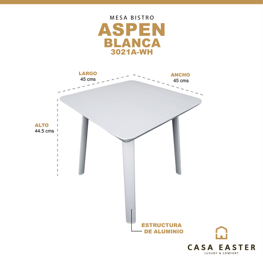 Bistro table 45cm Aspen white - GF3021A-WH