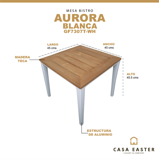 Bistro table 45cm Aurora white - GF7307T-WH