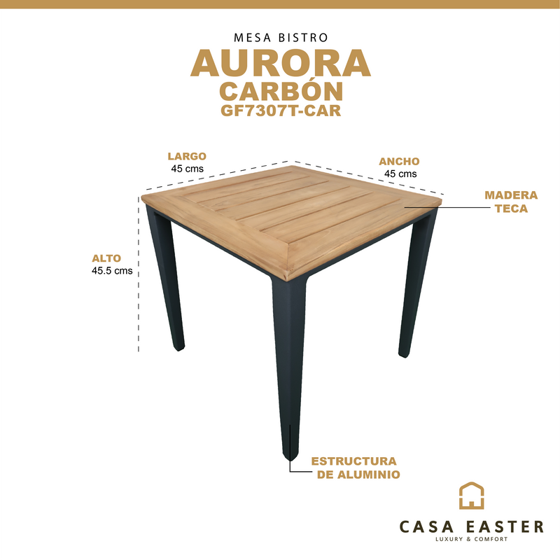 Cargue la imagen en el visor de la galería, Mesa bistro 45cm Aurora color carbón - GF7307T-CAR
