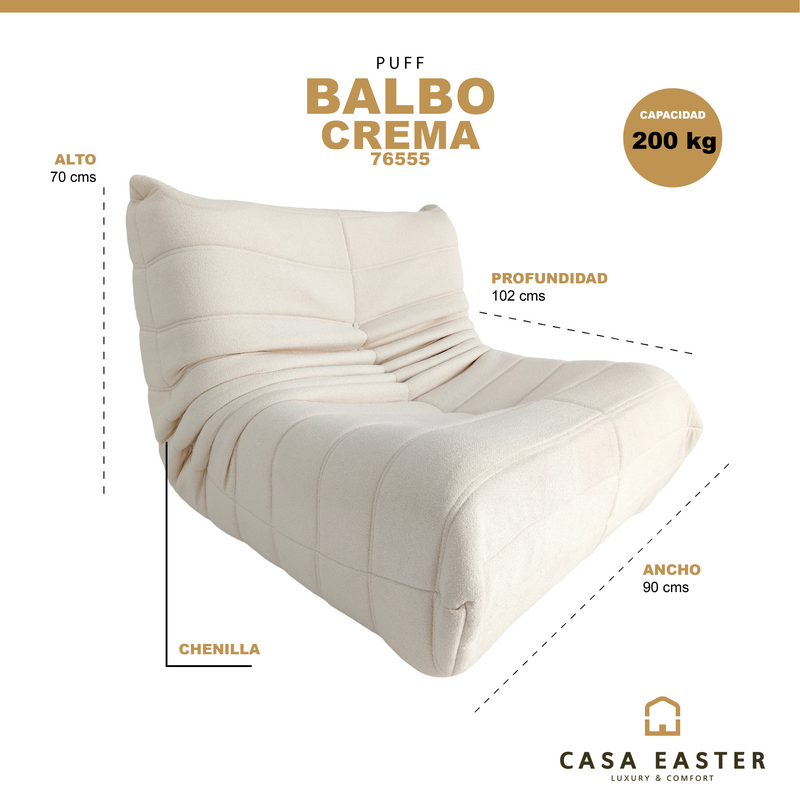 Cargue la imagen en el visor de la galería, Puff para interior Balbo color crema - 76555
