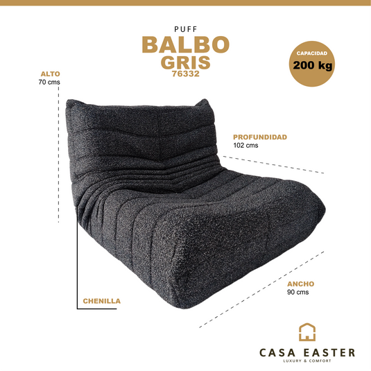 Puff para interior Balbo color gris - 76332