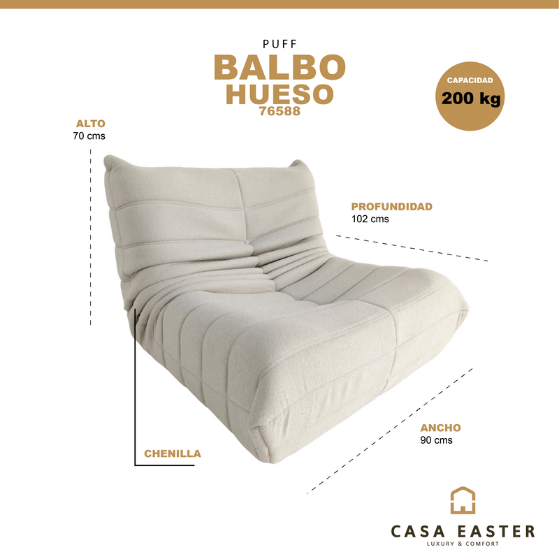 Cargue la imagen en el visor de la galería, Puff para interior Balbo color hueso - 76588
