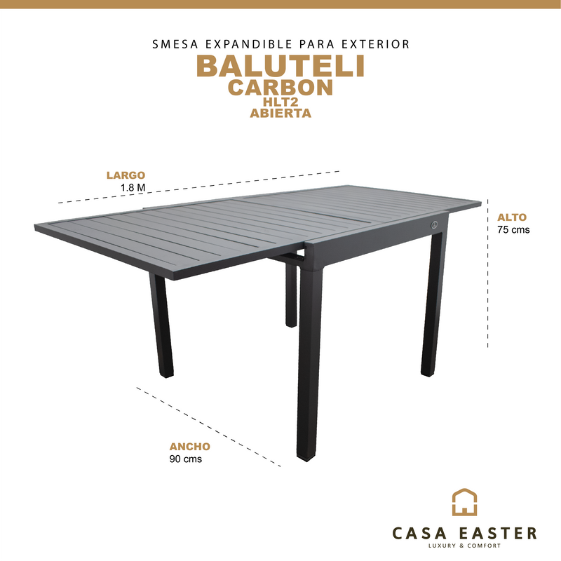 Cargue la imagen en el visor de la galería, Mesa de Comedor para interior  y exterior de Aluminio  Color Carbon BALUTELI-HLT2 CasaEaster
