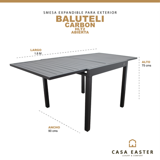 Mesa de Comedor para interior  y exterior de Aluminio  Color Carbon BALUTELI-HLT2 CasaEaster