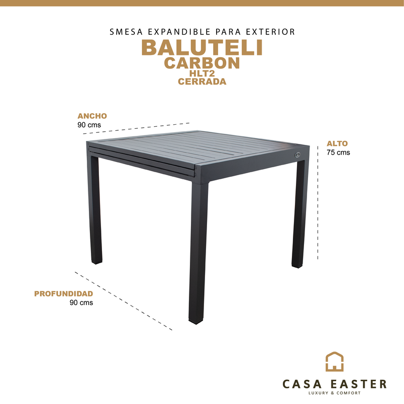 Cargue la imagen en el visor de la galería, Mesa de Comedor para interior  y exterior de Aluminio  Color Carbon BALUTELI-HLT2 CasaEaster
