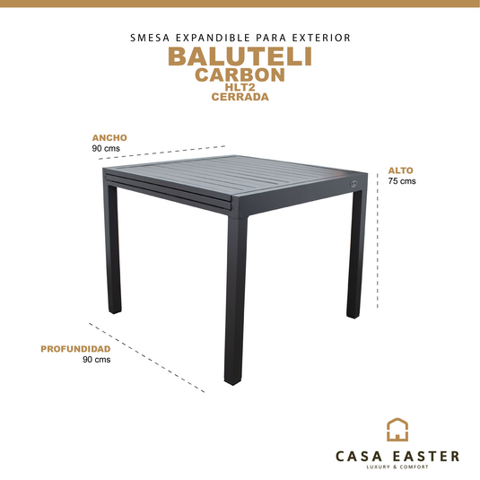 Mesa de Comedor para interior  y exterior de Aluminio  Color Carbon BALUTELI-HLT2 CasaEaster