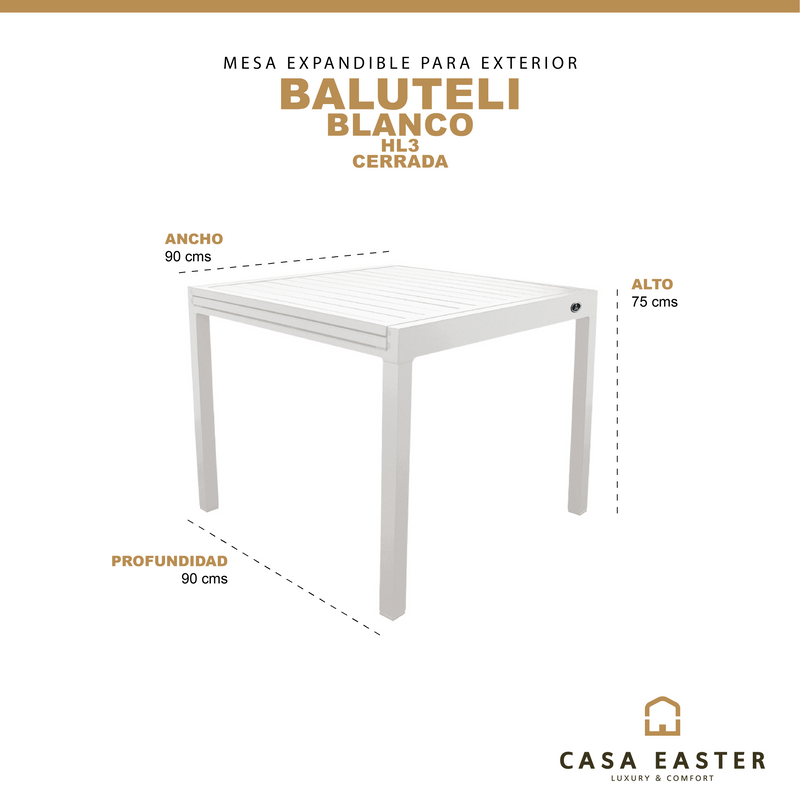 Cargue la imagen en el visor de la galería, Mesa  de Comedor para interior  y exterior de Aluminio  Color Blanco BALUTELI-HL3 CasaEaster
